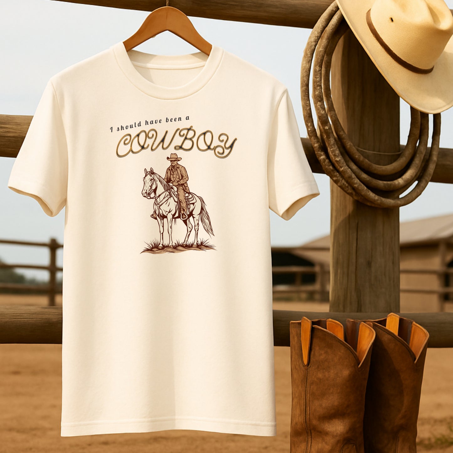 Should been a Cowboy T-shirt-retro-western-americana-vintage-style-T-Shirt-by-Retro-Ranch