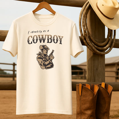 Identify as Cowboy T-shirt-retro-western-americana-vintage-style-T-Shirt-by-Retro-Ranch