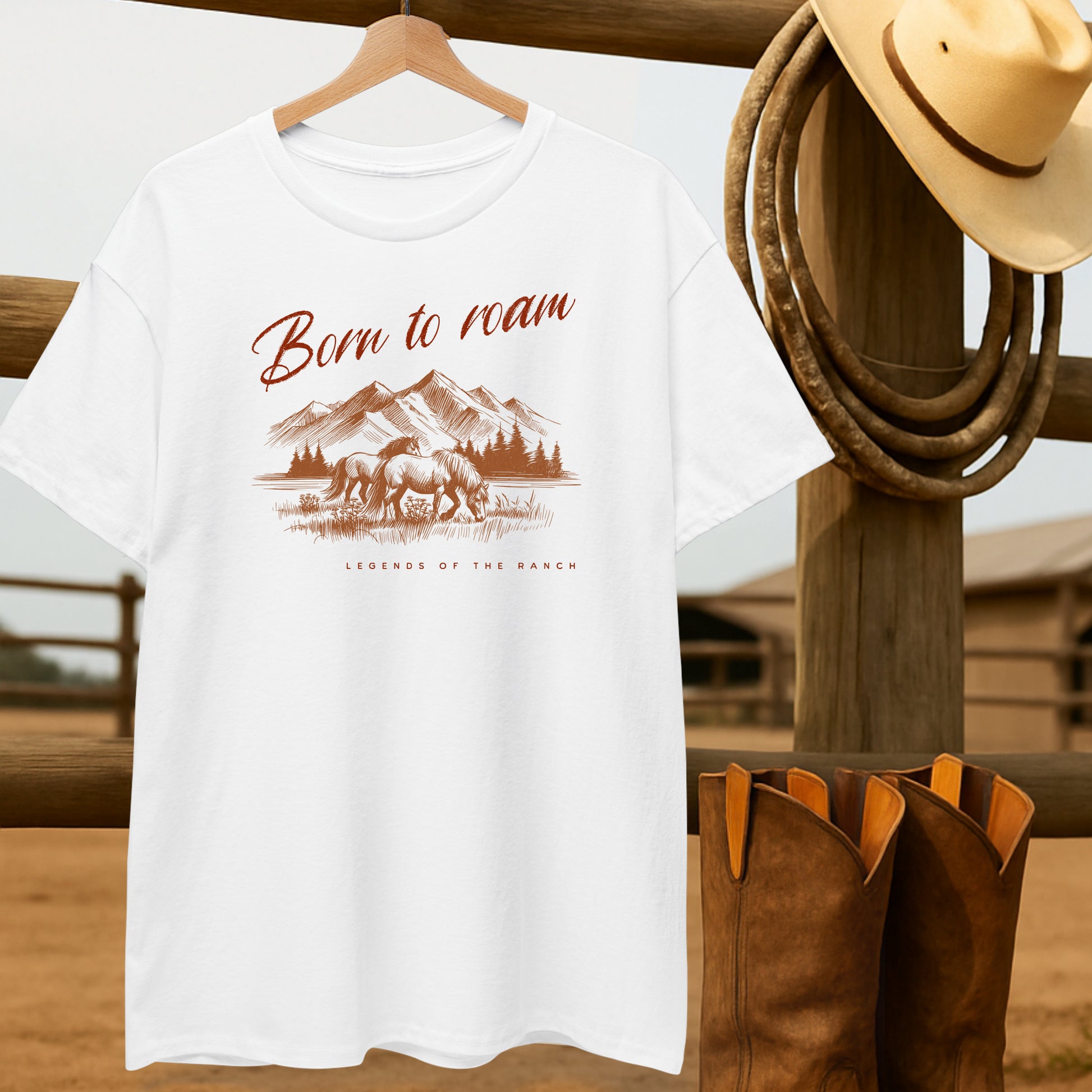 Born to Roam T-shirt-retro-western-americana-vintage-style-T-Shirt-by-Retro-Ranch