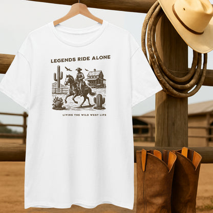 Legends Ride Alone Ranch T-shirt-retro-western-americana-vintage-style-T-Shirt-by-Retro-Ranch