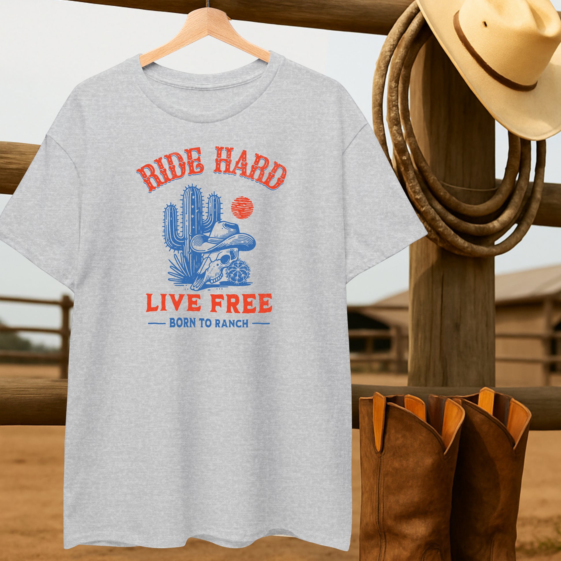 Ride Hard Live Free T-shirt-retro-western-americana-vintage-style-T-Shirt-by-Retro-Ranch