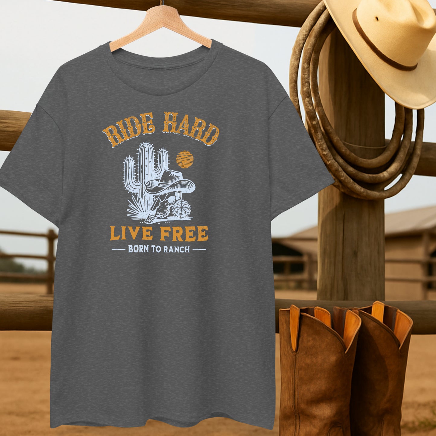 Ride Hard Live Free T-shirt-retro-western-americana-vintage-style-T-Shirt-by-Retro-Ranch