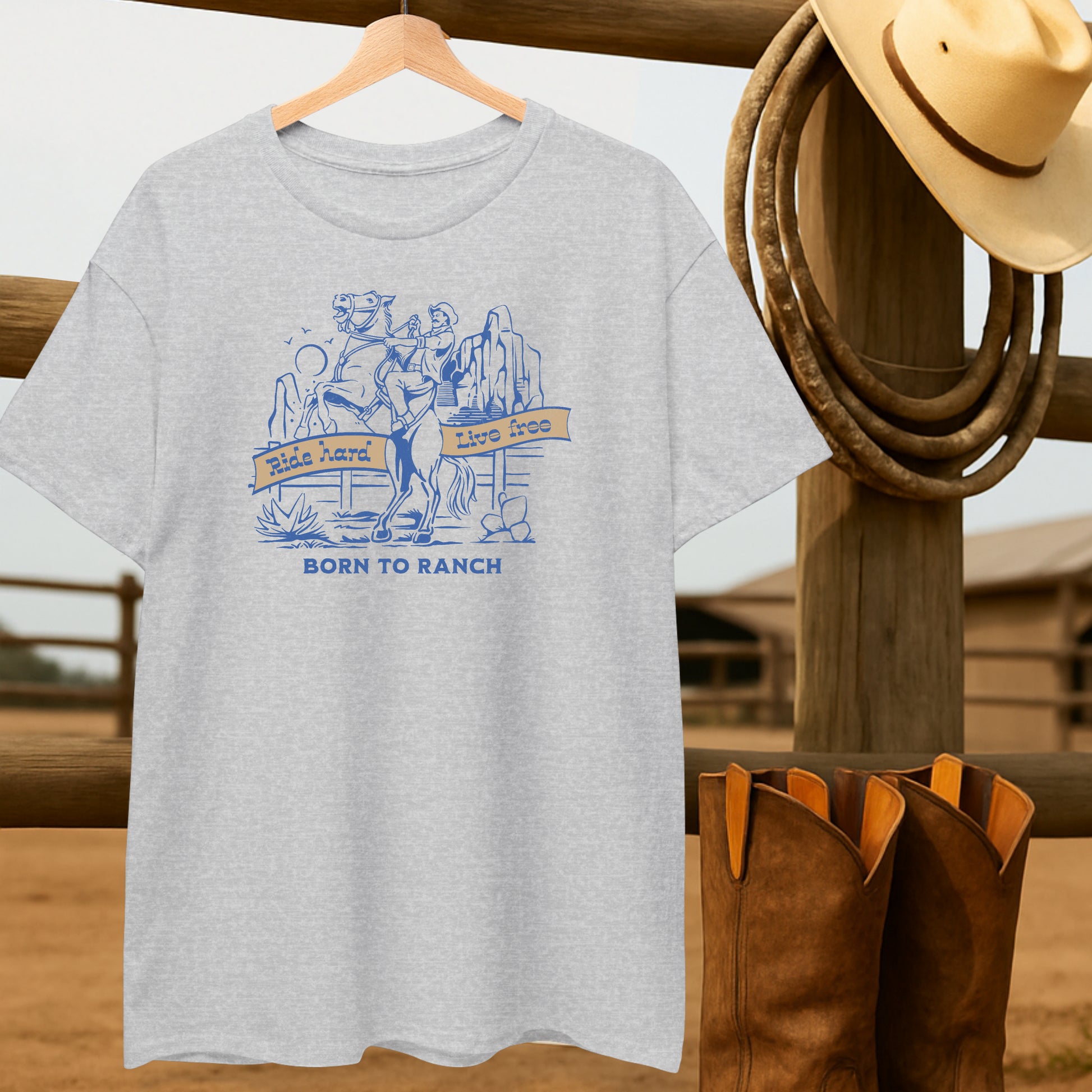 Born to Ranch T-shirt-retro-western-americana-vintage-style-T-Shirt-by-Retro-Ranch