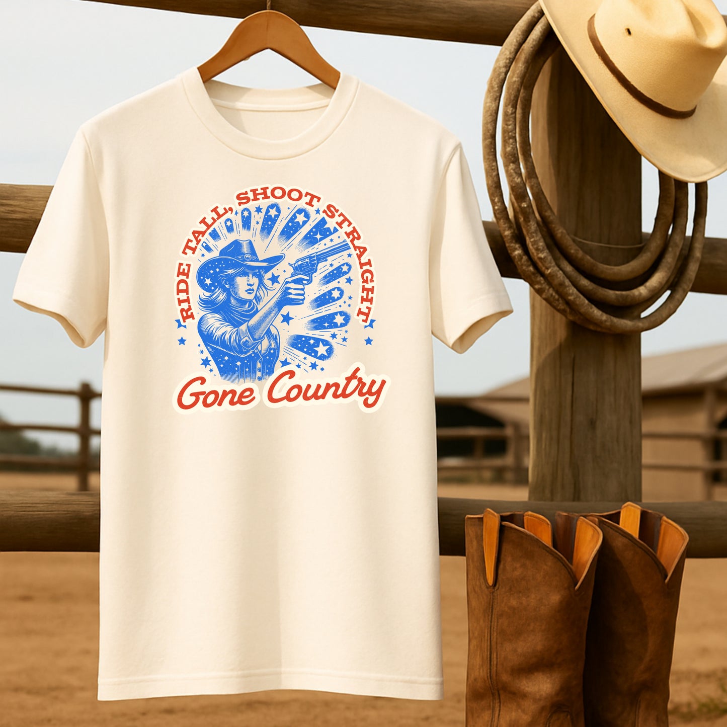 Cowgirl Gone Country T-shirt-retro-western-americana-vintage-style-T-Shirt-by-Retro-Ranch