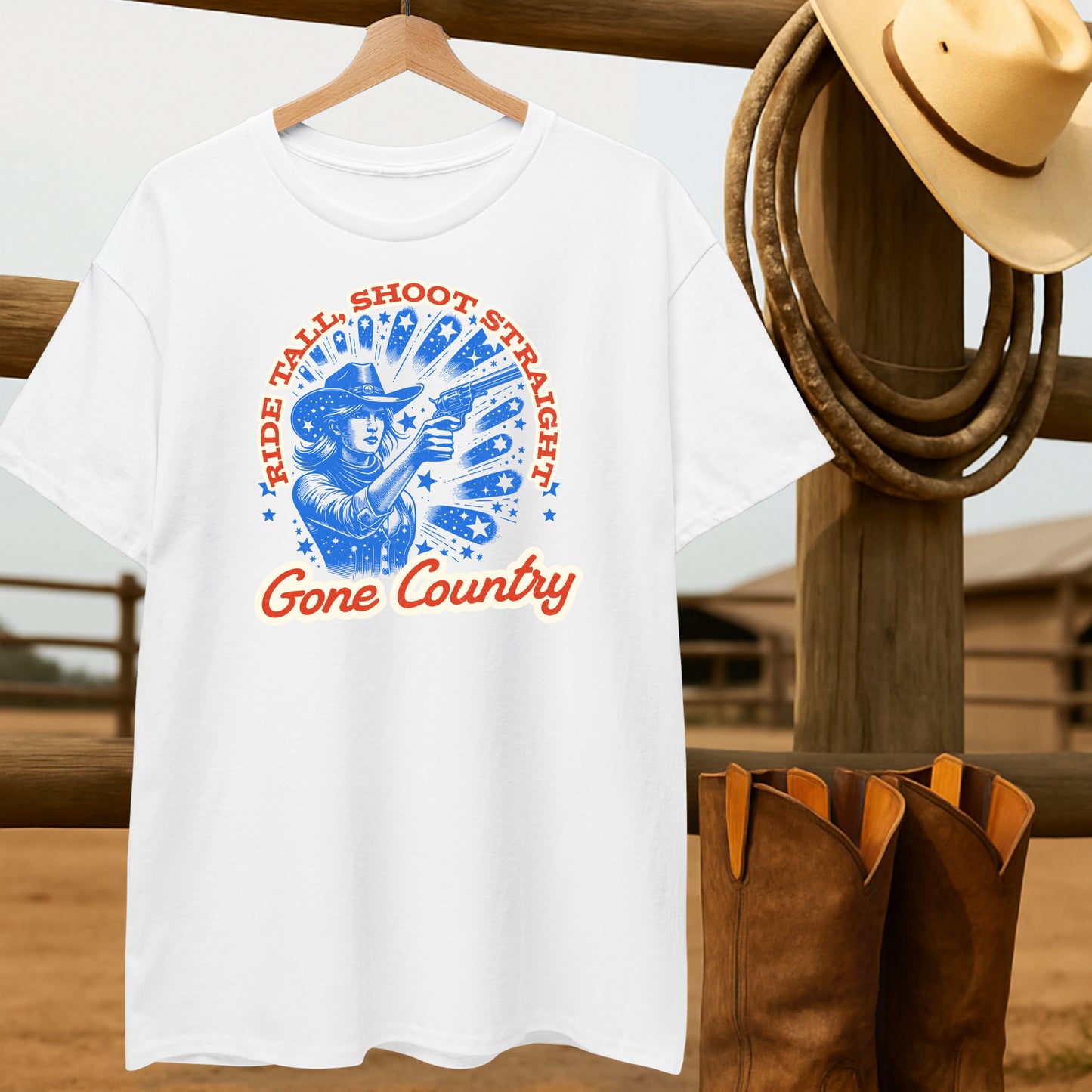 Cowgirl Gone Country T-shirt-retro-western-americana-vintage-style-T-Shirt-by-Retro-Ranch