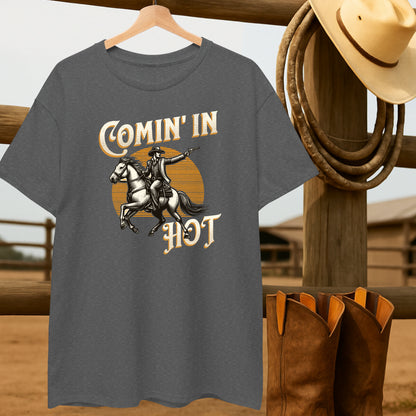 Comin' in Hot T-shirt-retro-western-americana-vintage-style-T-Shirt-by-Retro-Ranch