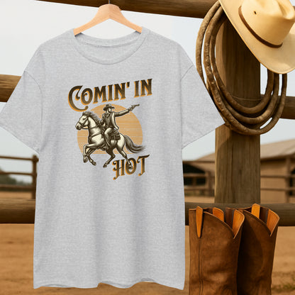 Comin' in Hot T-shirt-retro-western-americana-vintage-style-T-Shirt-by-Retro-Ranch