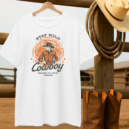 Stay wild Cowboy T-shirt-retro-western-americana-vintage-style-T-Shirt-by-Retro-Ranch