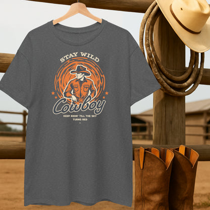 Stay wild Cowboy T-shirt-retro-western-americana-vintage-style-T-Shirt-by-Retro-Ranch