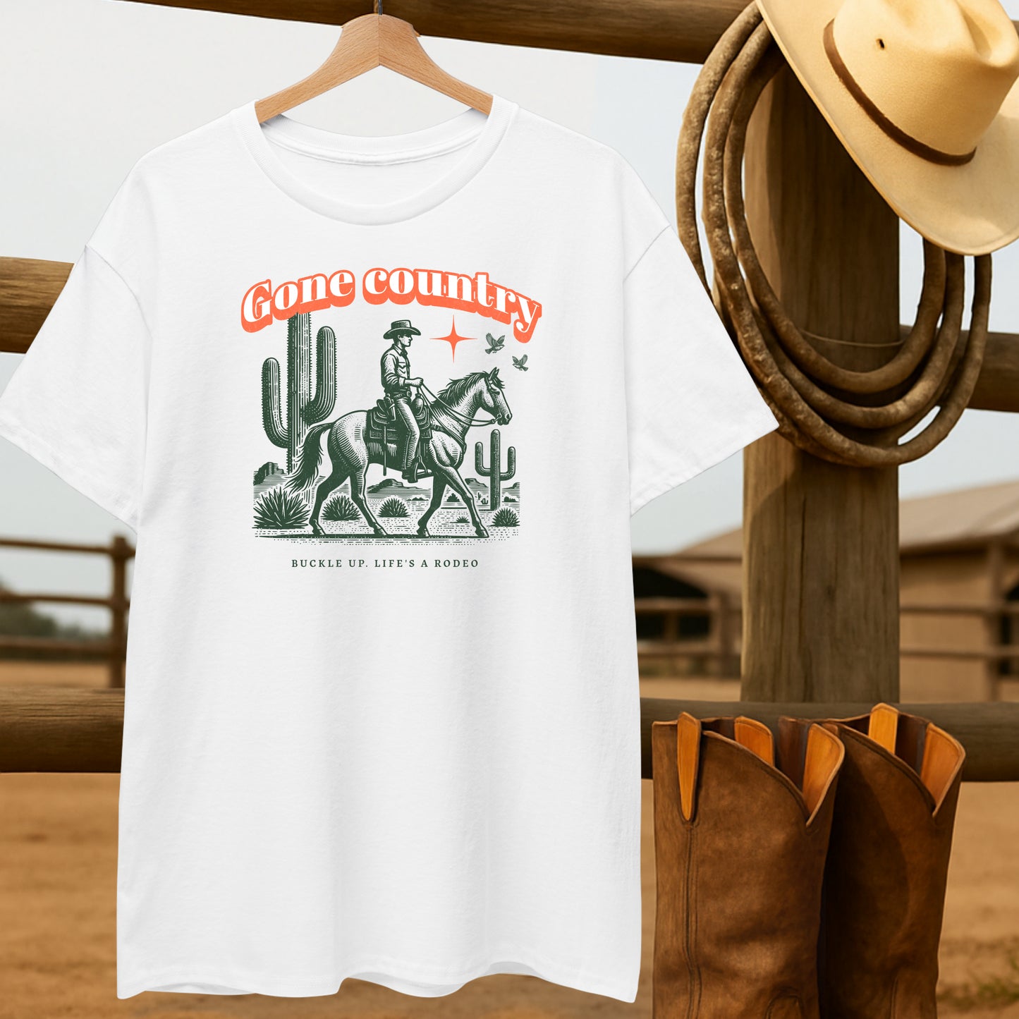 Cowboy gone Country T-shirt-retro-western-americana-vintage-style-T-Shirt-by-Retro-Ranch