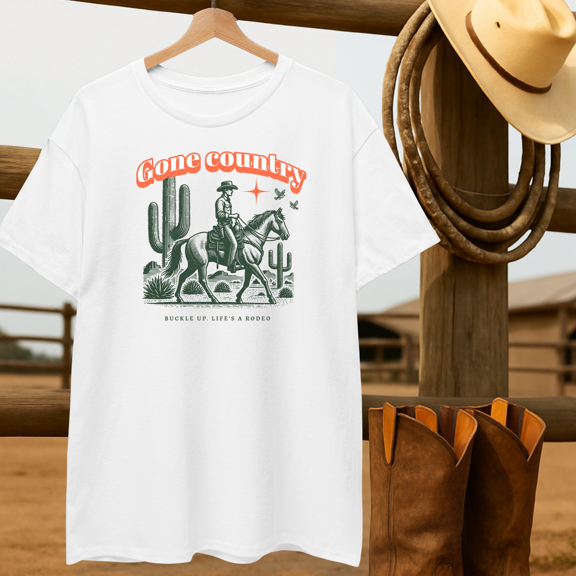 Cowboy gone Country T-shirt-retro-western-americana-vintage-style-T-Shirt-by-Retro-Ranch