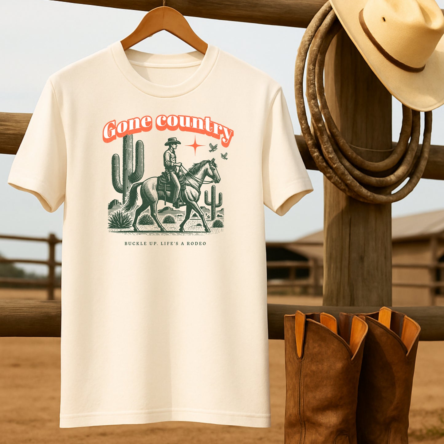 Cowboy gone Country T-shirt-retro-western-americana-vintage-style-T-Shirt-by-Retro-Ranch