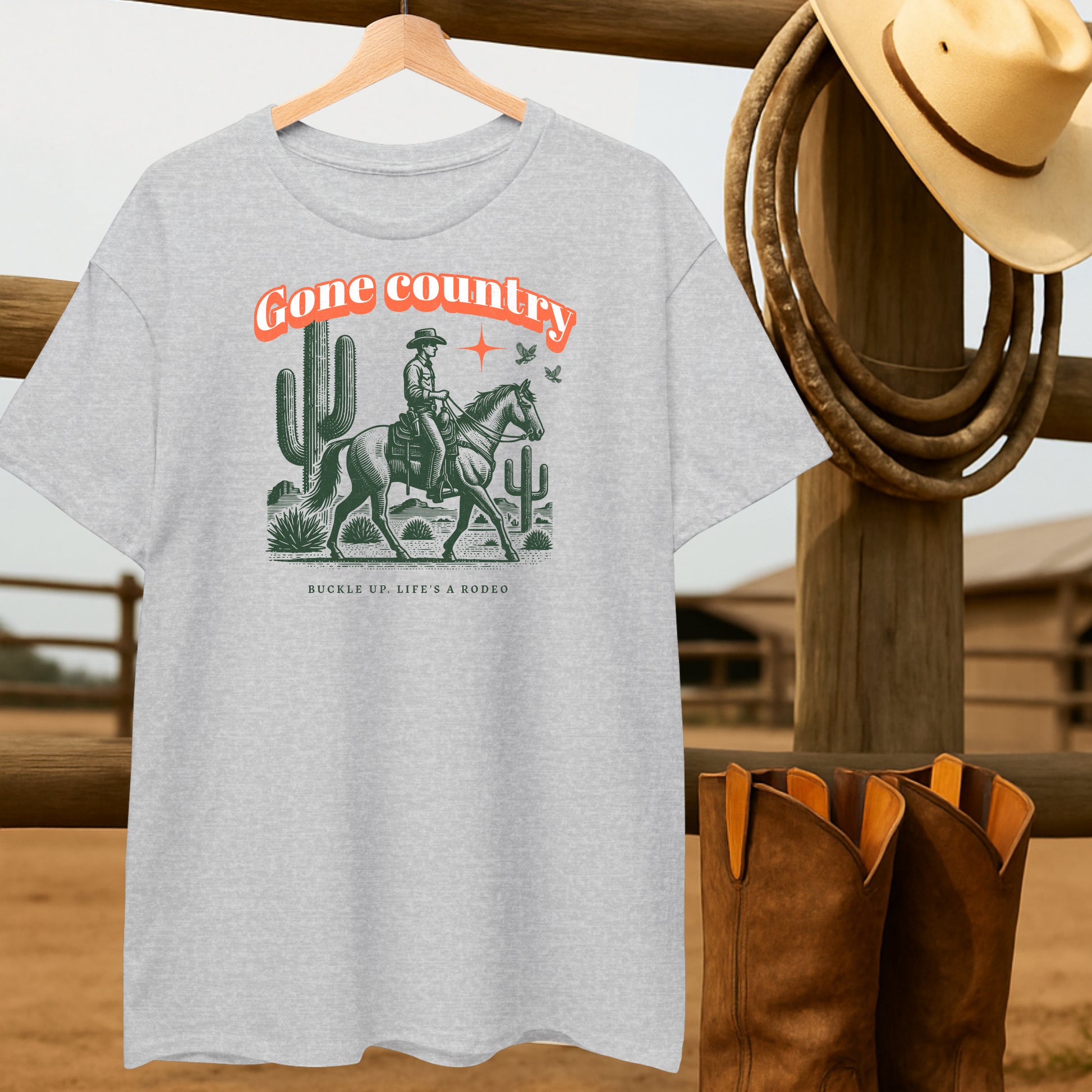 Cowboy gone Country T-shirt-retro-western-americana-vintage-style-T-Shirt-by-Retro-Ranch