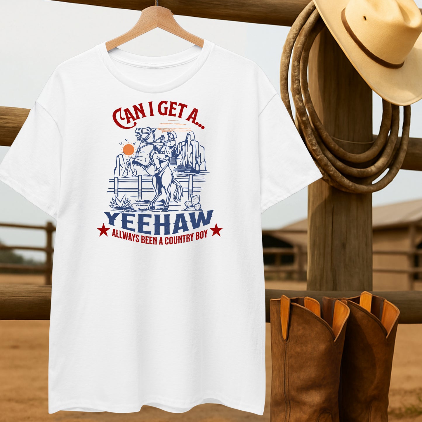 Can I get a Yeehaw T-shirt-retro-western-americana-vintage-style-T-Shirt-by-Retro-Ranch