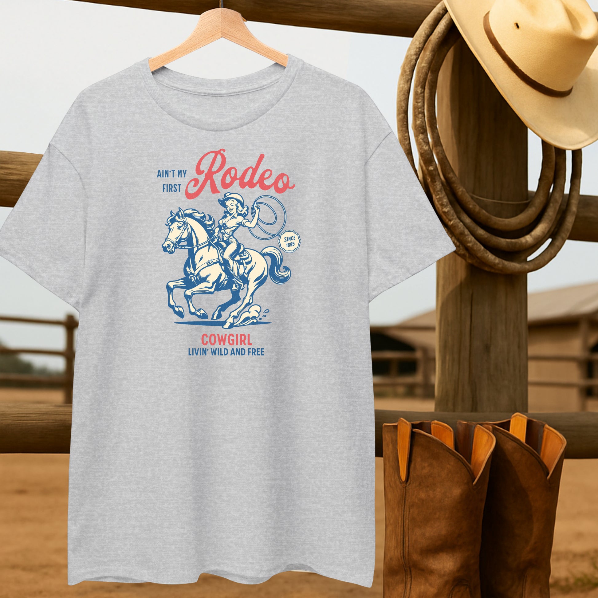 Ain't first Rodeo Cowgirl T-shirt-retro-western-americana-vintage-style-T-Shirt-by-Retro-Ranch