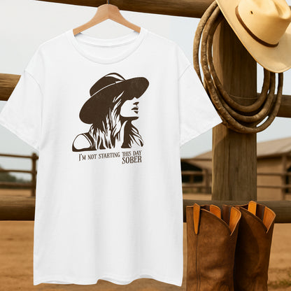 Not starting this day Sober T-shirt-retro-western-americana-vintage-style-T-Shirt-by-Retro-Ranch