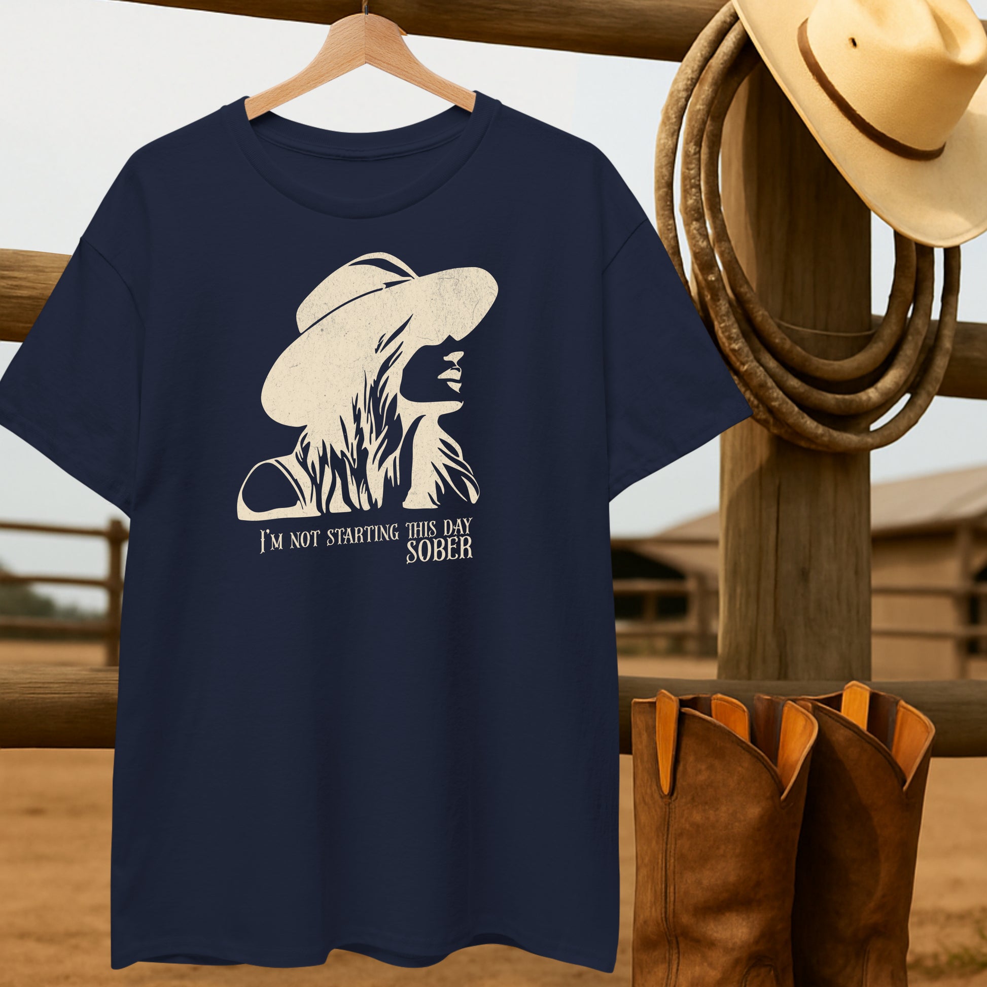Not starting this day Sober T-shirt-retro-western-americana-vintage-style-T-Shirt-by-Retro-Ranch