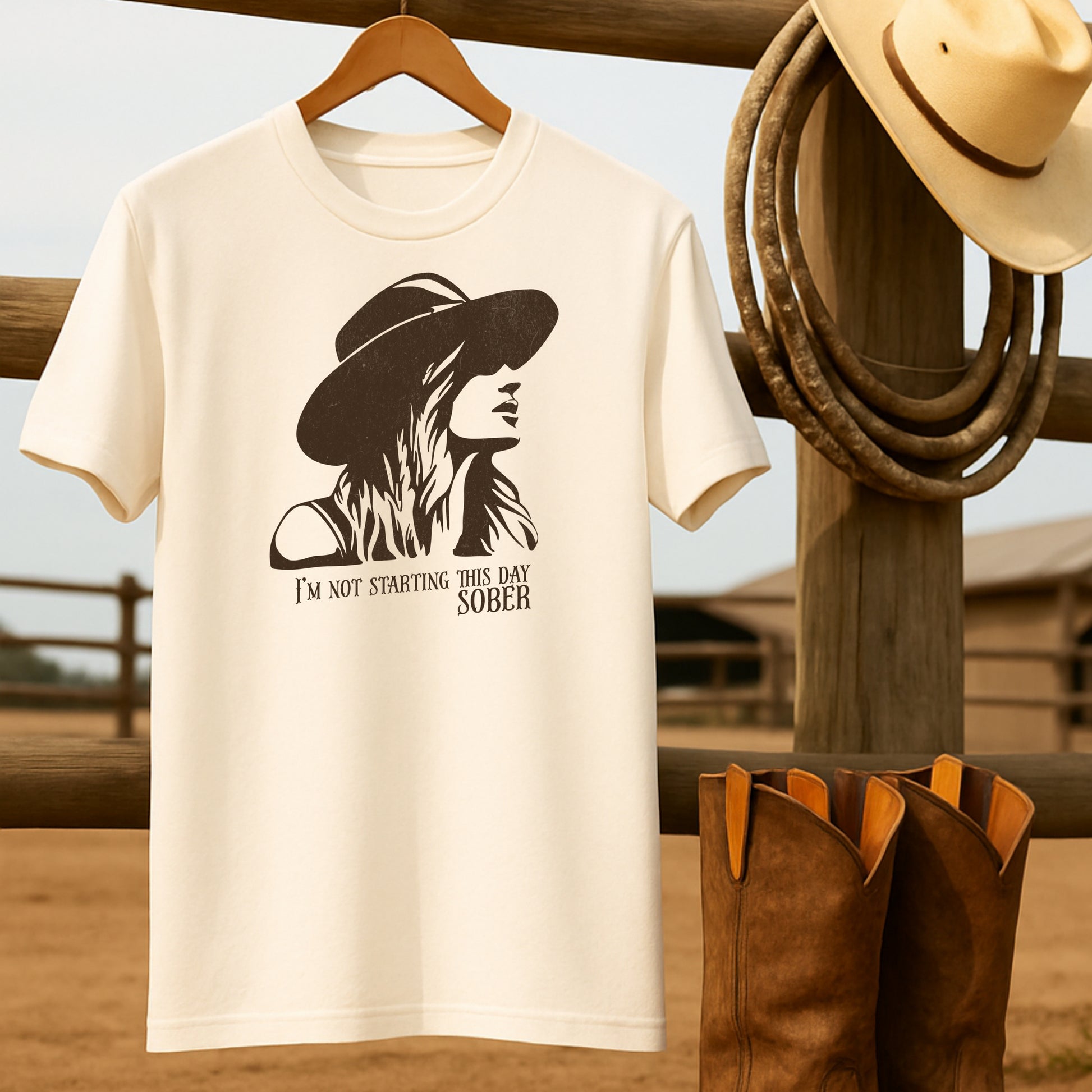 Not starting this day Sober T-shirt-retro-western-americana-vintage-style-T-Shirt-by-Retro-Ranch