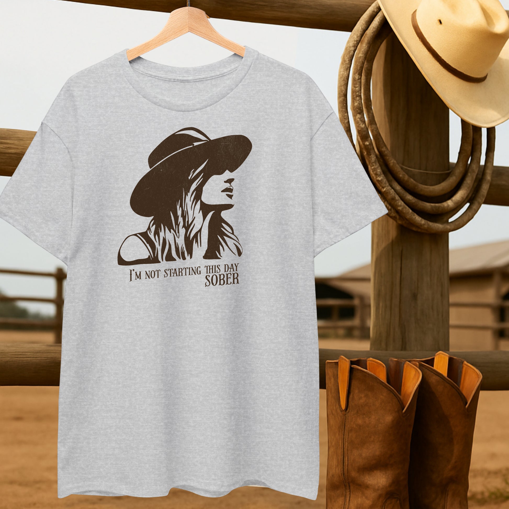 Not starting this day Sober T-shirt-retro-western-americana-vintage-style-T-Shirt-by-Retro-Ranch