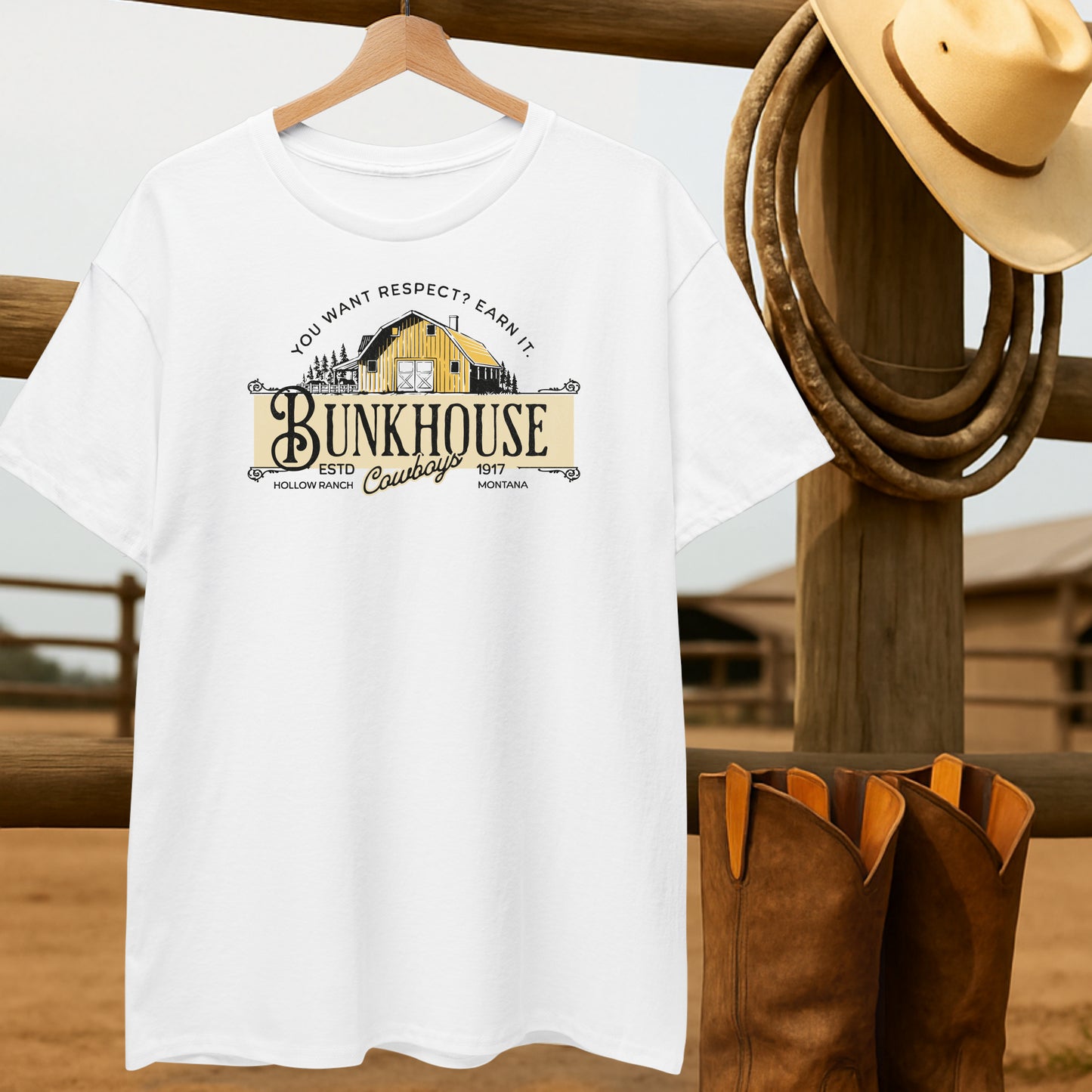 Bunkhouse Cowboys T-shirt-retro-western-americana-vintage-style-T-Shirt-by-Retro-Ranch