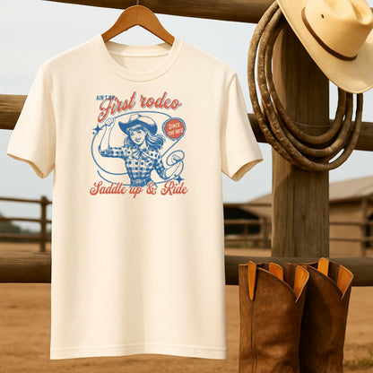 Rodeo Cowgirl Lasso T-shirt-retro-western-americana-vintage-style-T-Shirt-by-Retro-Ranch