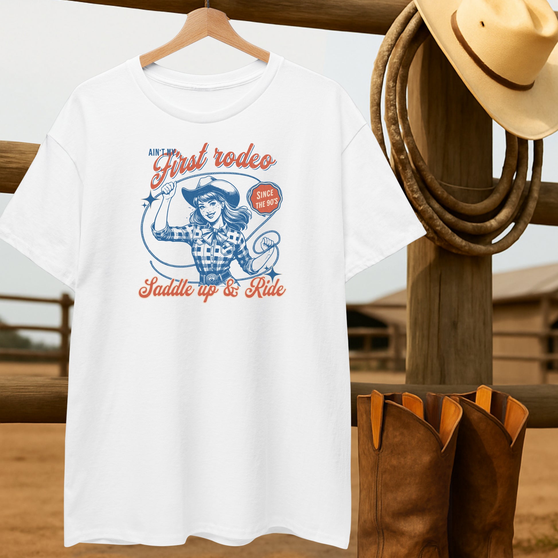Rodeo Cowgirl Lasso T-shirt-retro-western-americana-vintage-style-T-Shirt-by-Retro-Ranch