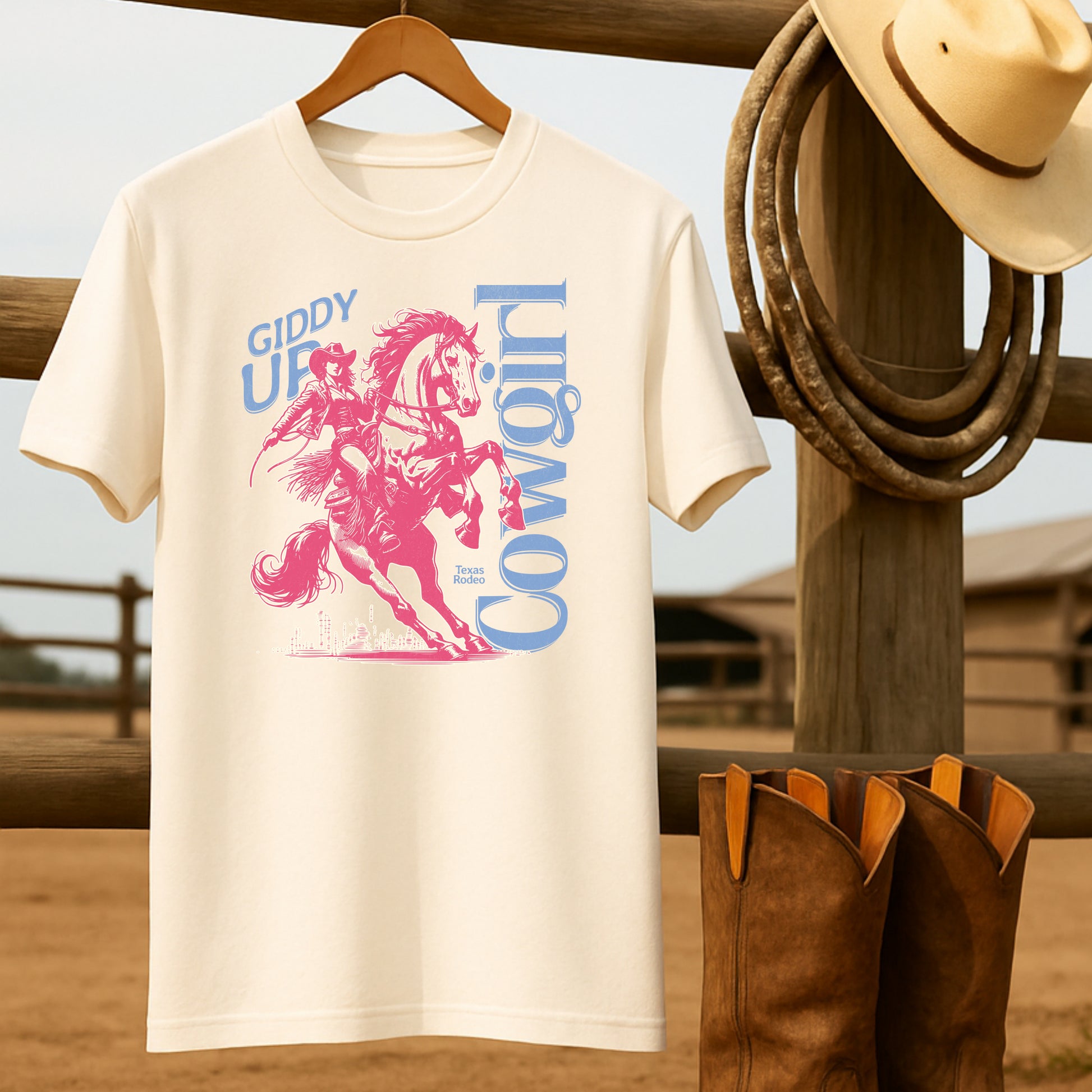 Giddy up Cowgirl T-shirt-retro-western-americana-vintage-style-T-Shirt-by-Retro-Ranch