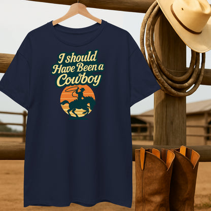 Should 've been a Cowboy T-shirt-retro-western-americana-vintage-style-T-Shirt-by-Retro-Ranch