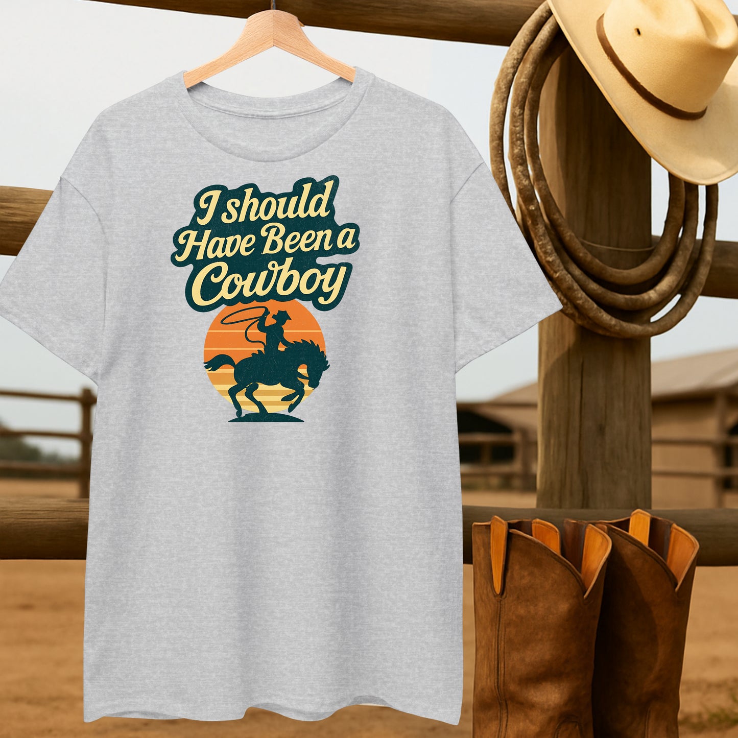 Should 've been a Cowboy T-shirt-retro-western-americana-vintage-style-T-Shirt-by-Retro-Ranch
