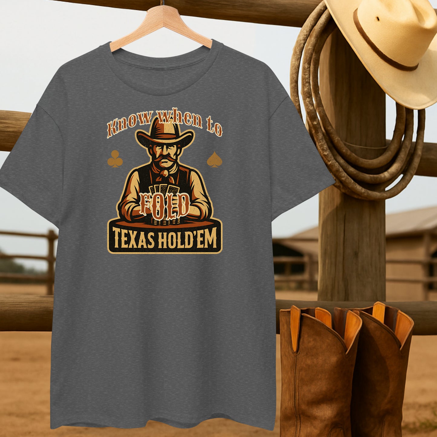 Know when to Fold T-shirt-retro-western-americana-vintage-style-T-Shirt-by-Retro-Ranch