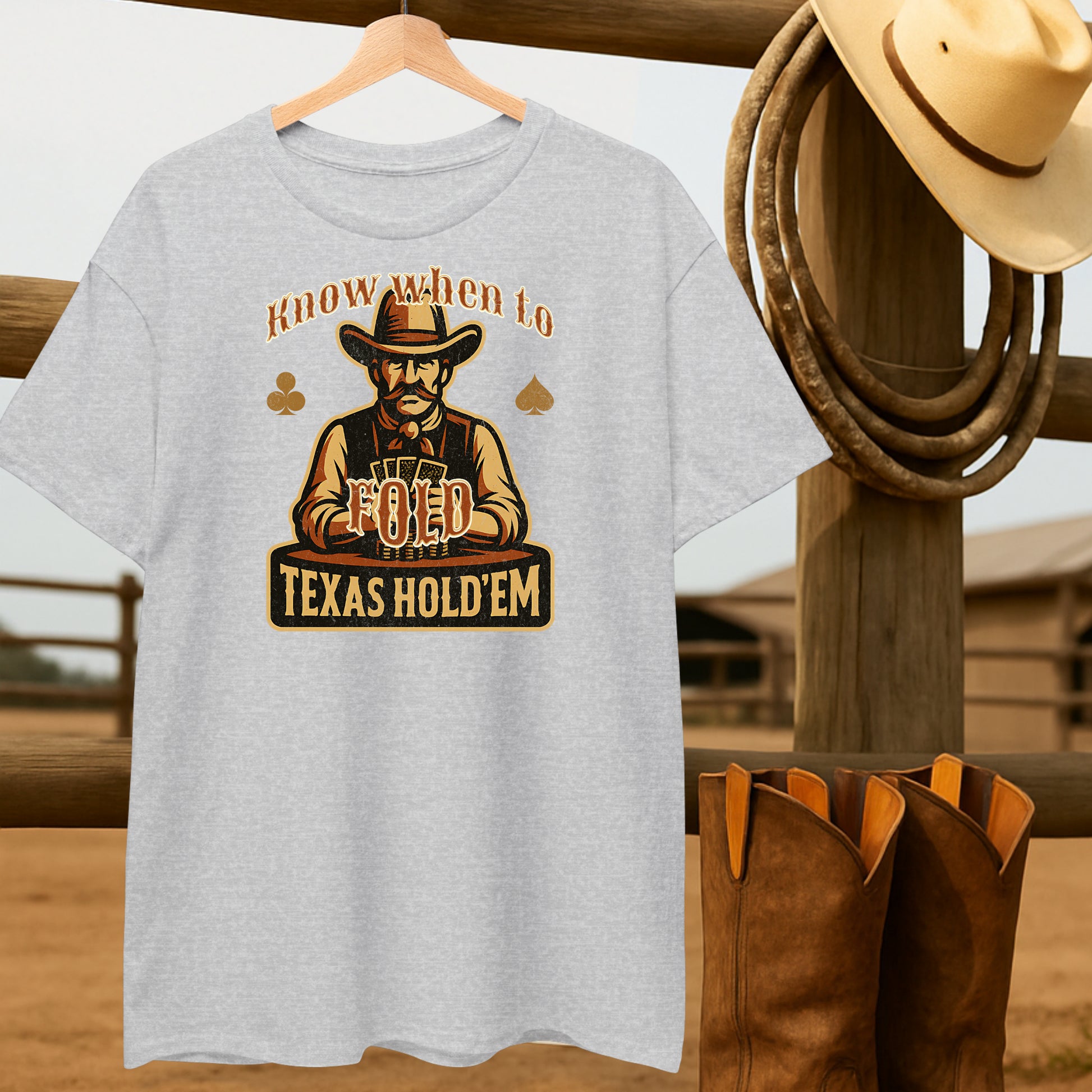 Know when to Fold T-shirt-retro-western-americana-vintage-style-T-Shirt-by-Retro-Ranch