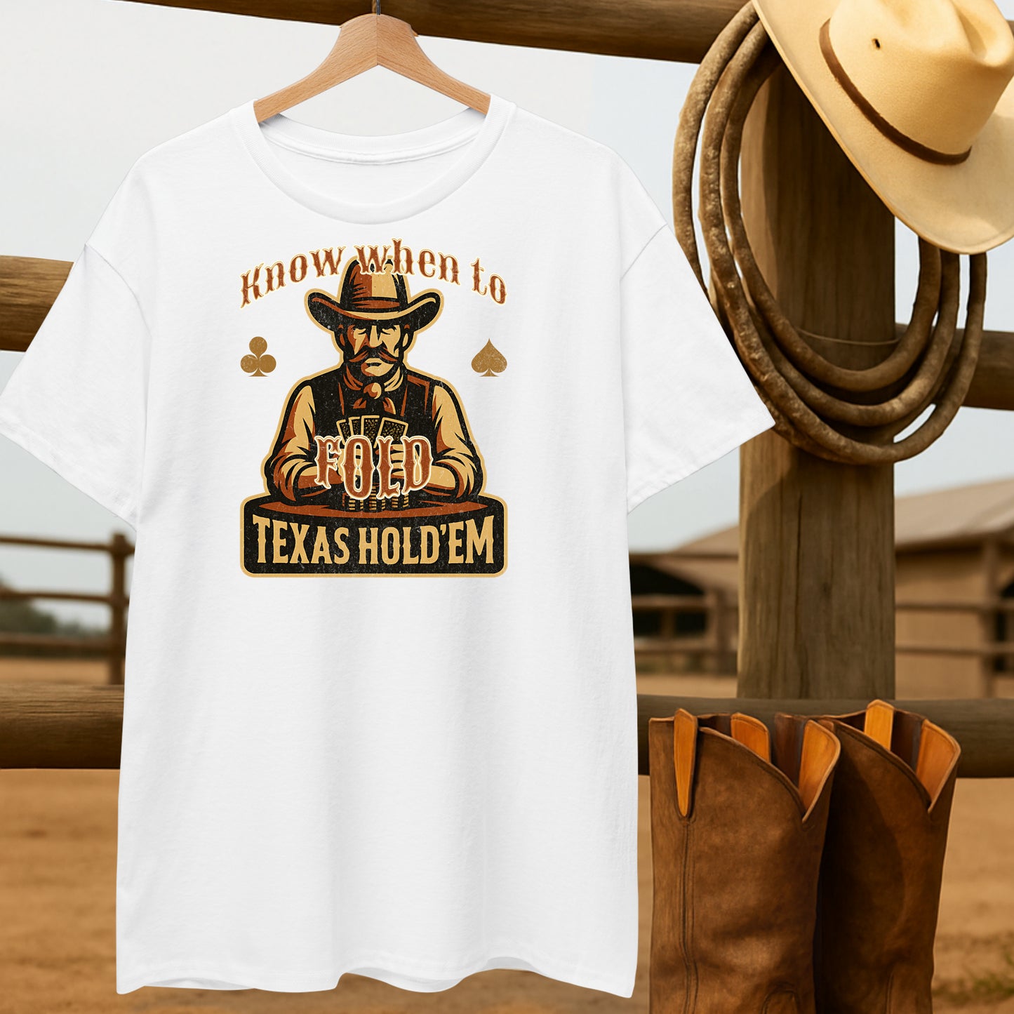 Know when to Fold T-shirt-retro-western-americana-vintage-style-T-Shirt-by-Retro-Ranch