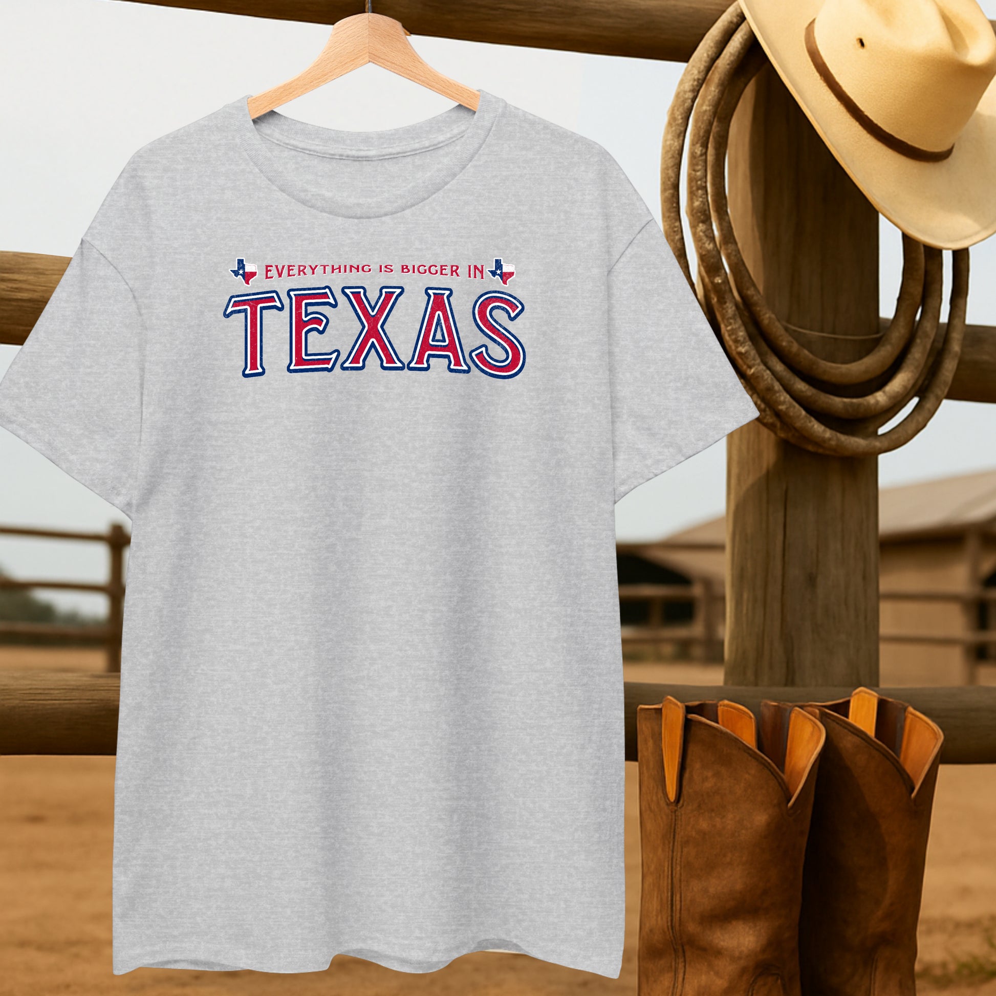 Bigger in Texas T-shirt-retro-western-americana-vintage-style-T-Shirt-by-Retro-Ranch