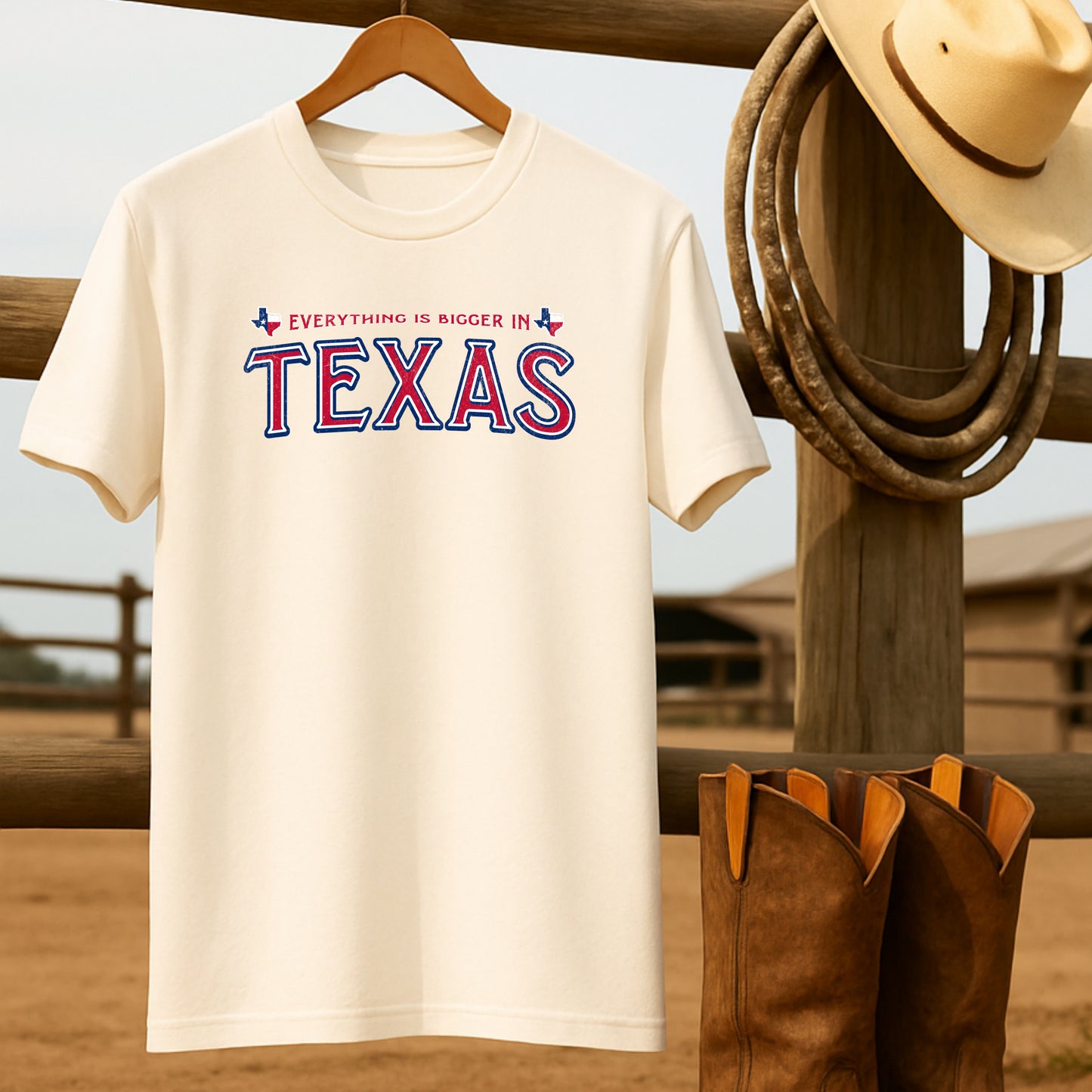 Bigger in Texas T-shirt-retro-western-americana-vintage-style-T-Shirt-by-Retro-Ranch
