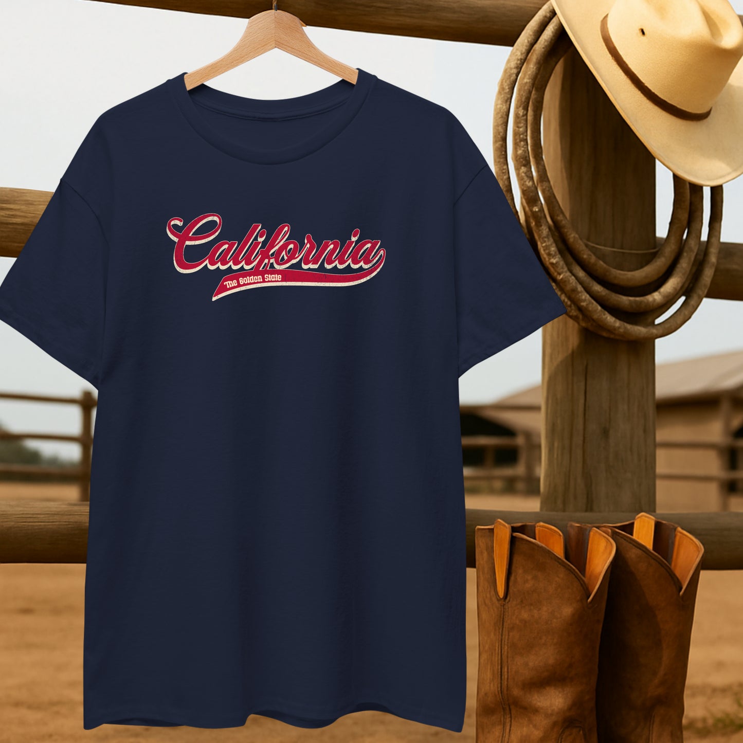 California T-shirt-retro-western-americana-vintage-style-T-Shirt-by-Retro-Ranch