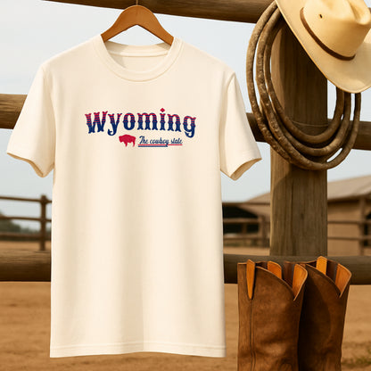 Wyoming Cowboy State T-shirt-retro-western-americana-vintage-style-T-Shirt-by-Retro-Ranch
