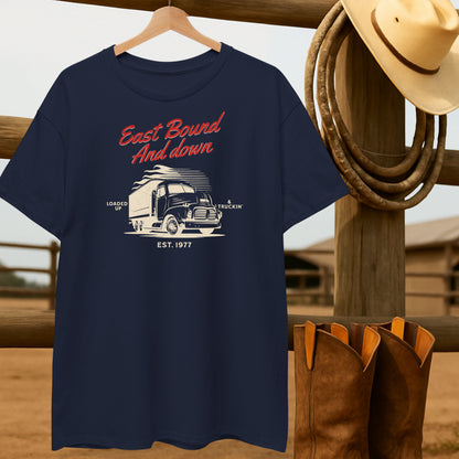 East Bound & Down T-shirt-retro-western-americana-vintage-style-T-Shirt-by-Retro-Ranch