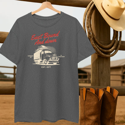 East Bound & Down T-shirt-retro-western-americana-vintage-style-T-Shirt-by-Retro-Ranch