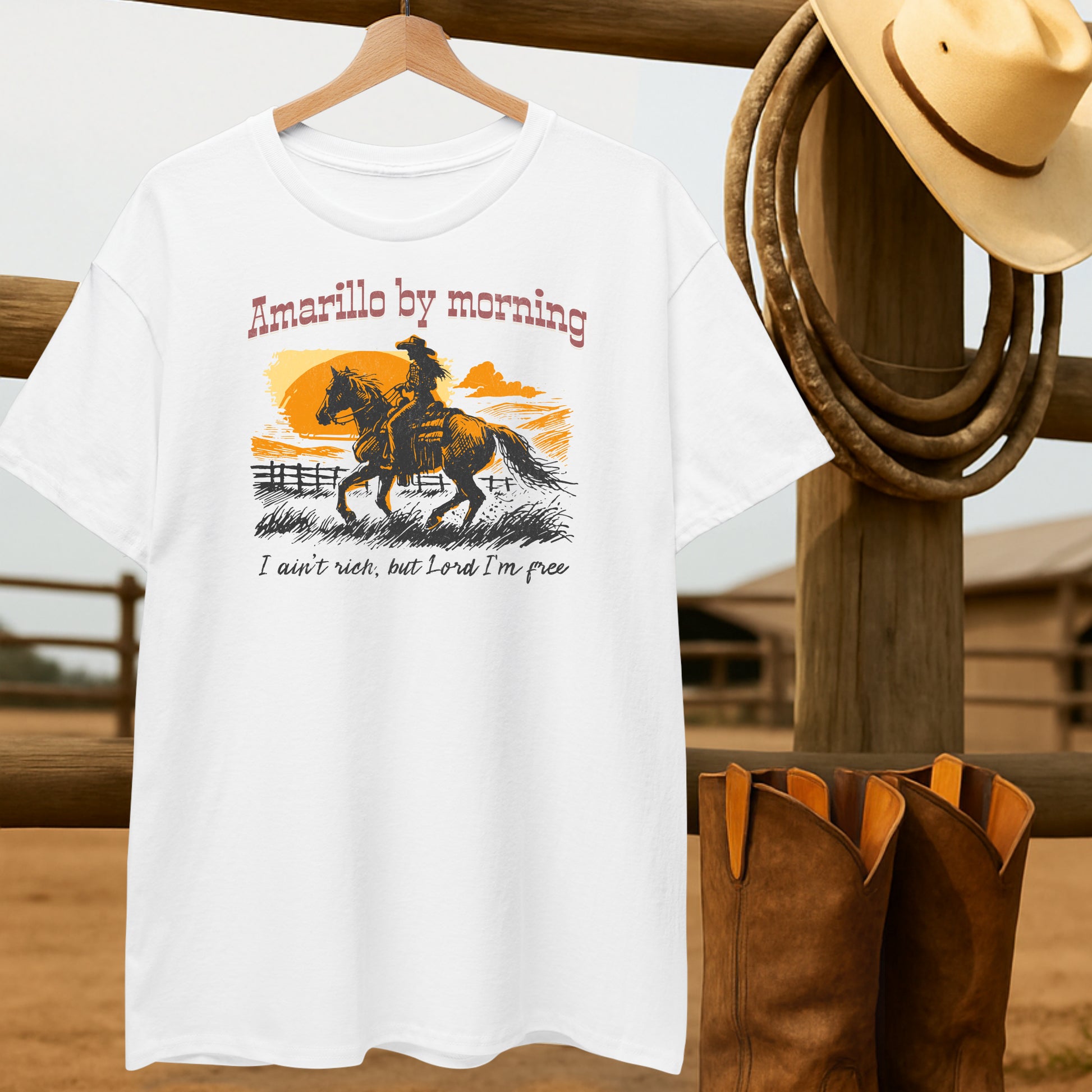 Amarillo by Morning T-shirt-retro-western-americana-vintage-style-T-Shirt-by-Retro-Ranch