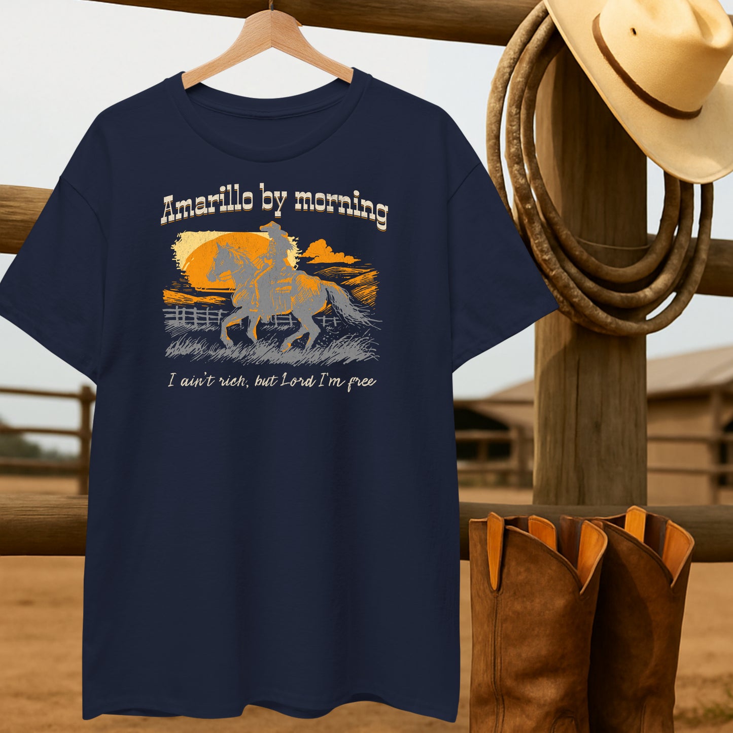 Amarillo by Morning T-shirt-retro-western-americana-vintage-style-T-Shirt-by-Retro-Ranch