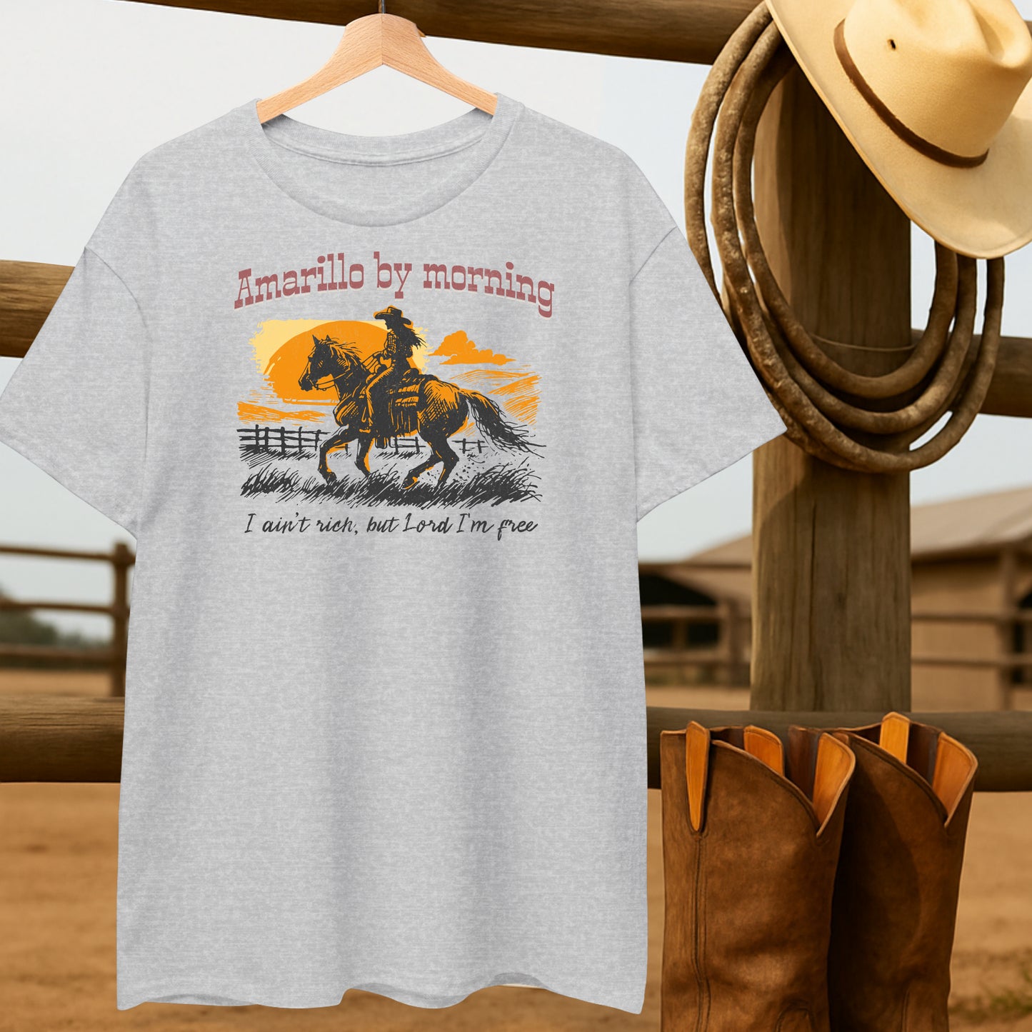 Amarillo by Morning T-shirt-retro-western-americana-vintage-style-T-Shirt-by-Retro-Ranch