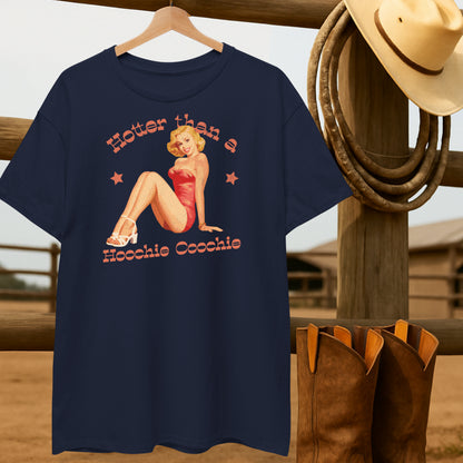 Hotter than a Hoochie Coochie T-shirt-retro-western-americana-vintage-style-T-Shirt-by-Retro-Ranch