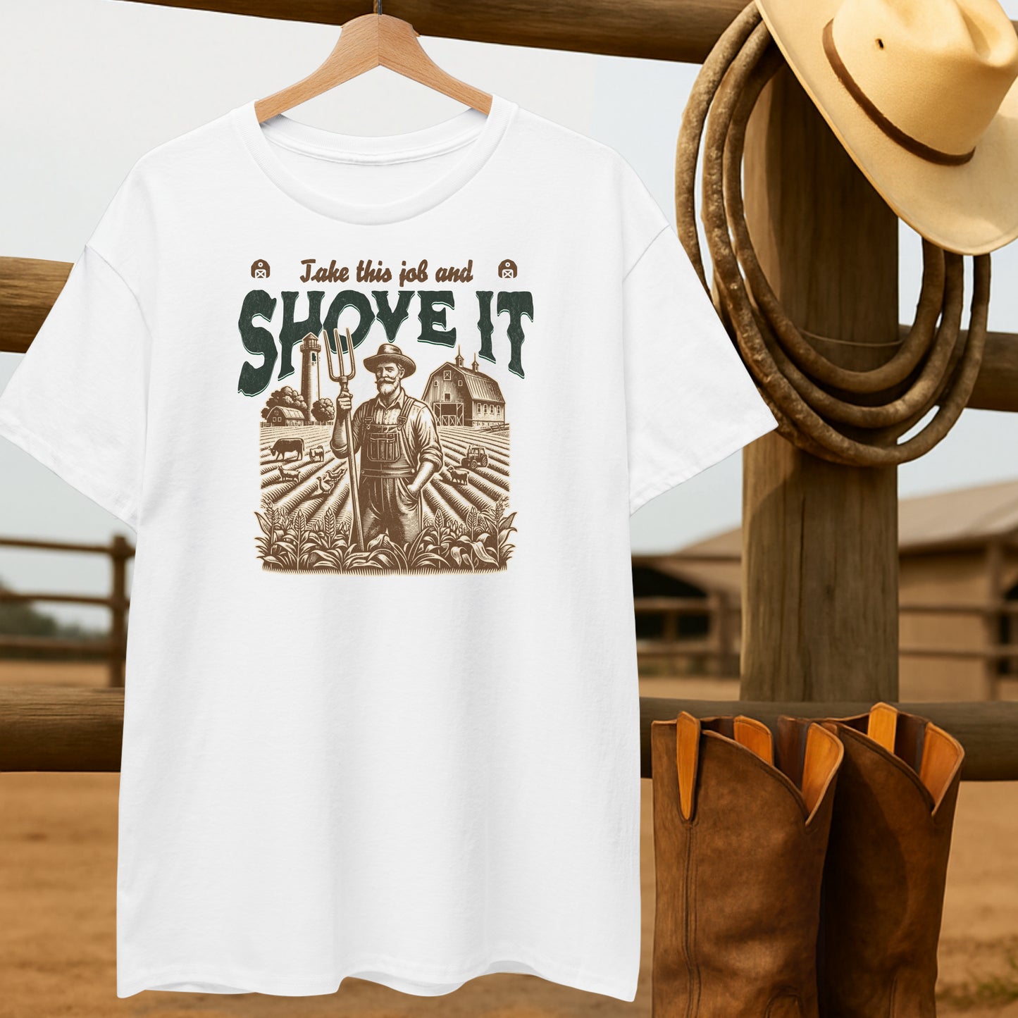 Shove it Farmer T-shirt-retro-western-americana-vintage-style-T-Shirt-by-Retro-Ranch