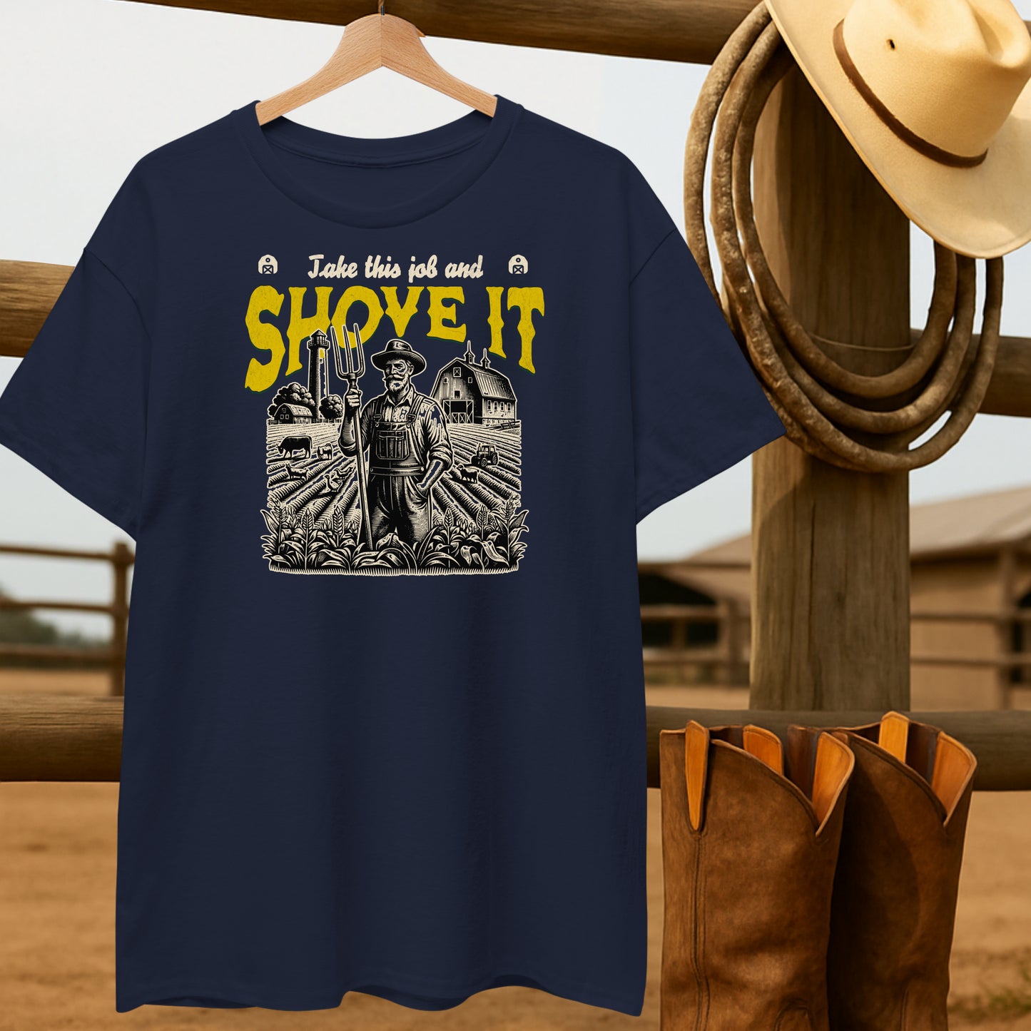 Shove it Farmer T-shirt-retro-western-americana-vintage-style-T-Shirt-by-Retro-Ranch