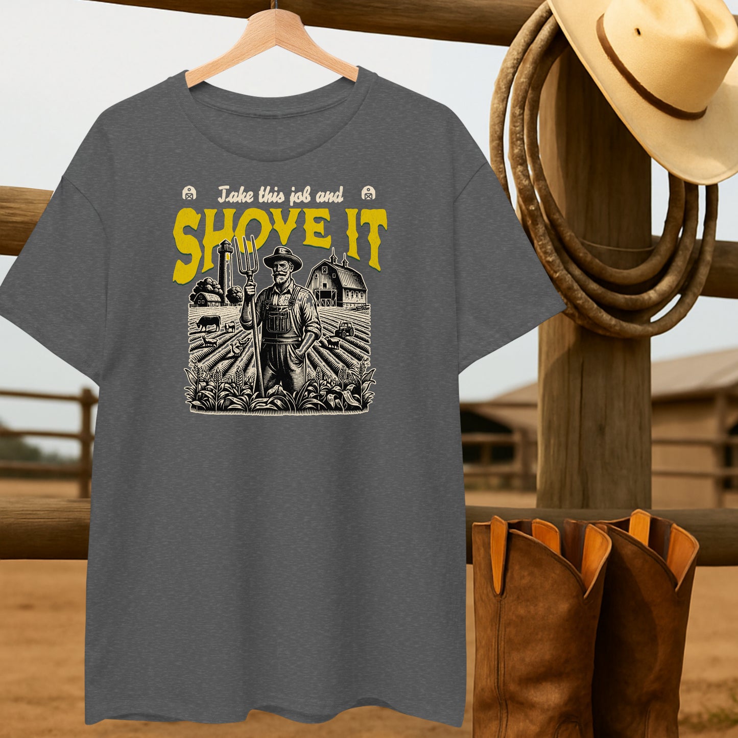 Shove it Farmer T-shirt-retro-western-americana-vintage-style-T-Shirt-by-Retro-Ranch