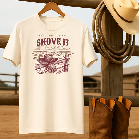 Shove it Cowboy T-shirt-retro-western-americana-vintage-style-T-Shirt-by-Retro-Ranch