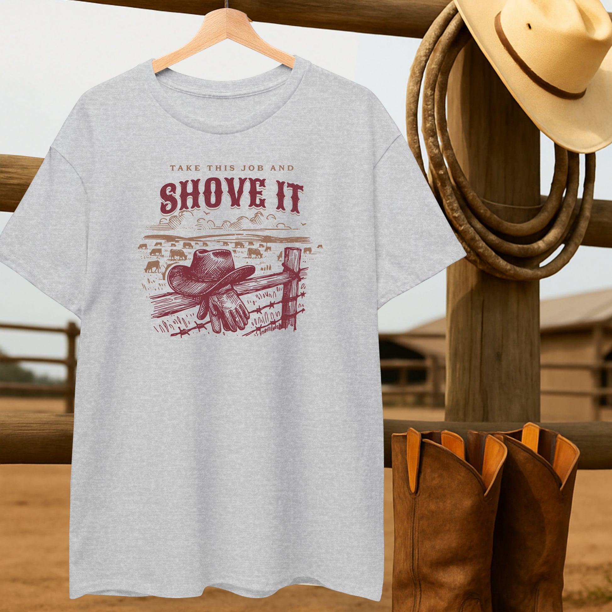 Shove it Cowboy T-shirt-retro-western-americana-vintage-style-T-Shirt-by-Retro-Ranch