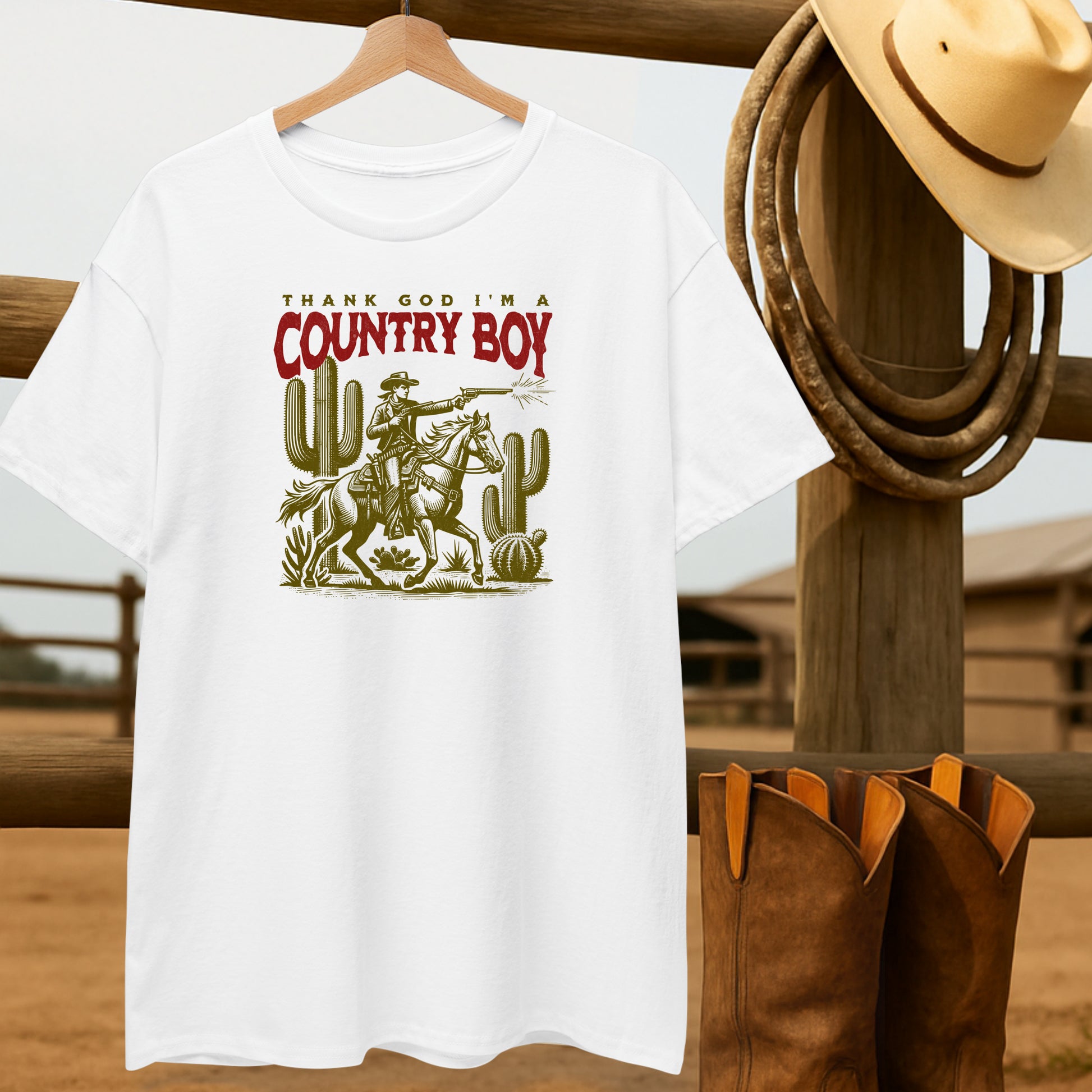 Thank God Country Boy T-shirt-retro-western-americana-vintage-style-T-Shirt-by-Retro-Ranch