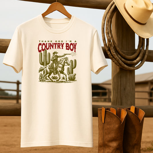 Thank God Country Boy T-shirt-retro-western-americana-vintage-style-T-Shirt-by-Retro-Ranch