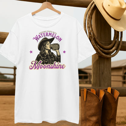 Watermelon Moonshine T-shirt-retro-western-americana-vintage-style-T-Shirt-by-Retro-Ranch